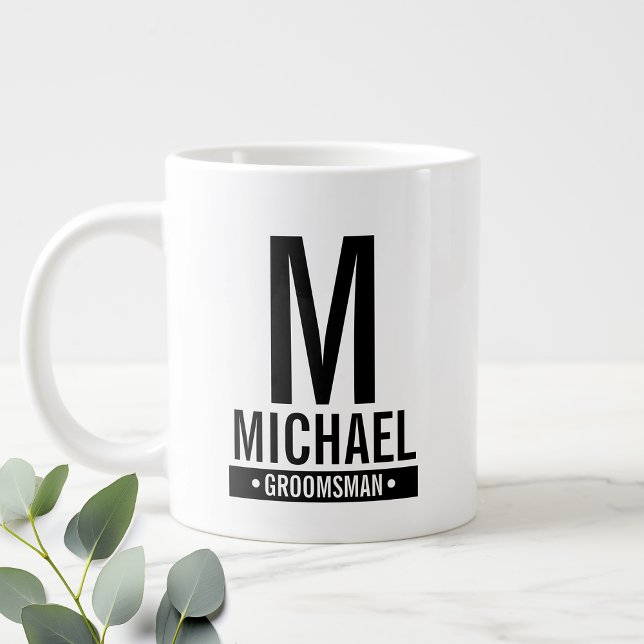 Monogramm und Name des personalisierten Trauzeugen Jumbo-Tasse (Von Creator hochgeladen)