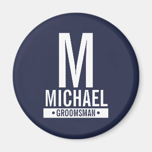 Monogramm und Name des Personalisierten Trauzeugen Magnet