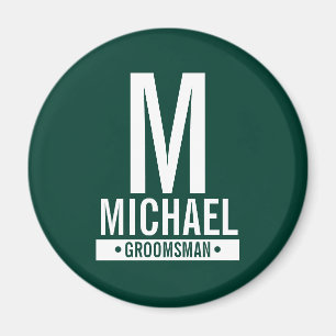 Monogramm und Name des personalisierten Trauzeugen Magnet