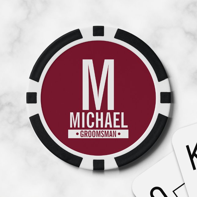 Monogramm und Name des personalisierten Trauzeugen Pokerchips (Von Creator hochgeladen)