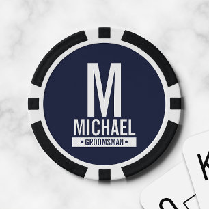Monogramm und Name des personalisierten Trauzeugen Pokerchips