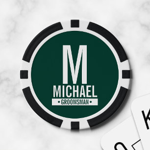 Monogramm und Name des personalisierten Trauzeugen Pokerchips