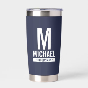 Monogramm und Name des personalisierten Trauzeugen Thermobecher