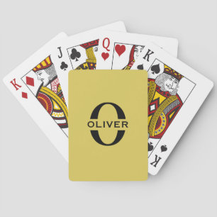 Monogramm und Name Gold und Schwarz Personalisiert Spielkarten