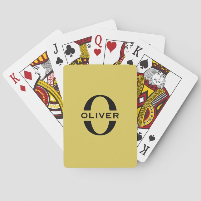 Monogramm und Name Gold und Schwarz Personalisiert Spielkarten (Rückseite)