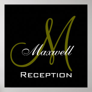 Monogramm und Name Hochzeitsempfangsschild Poster