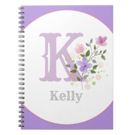 Monogramm und Name mit Blume Notizblock