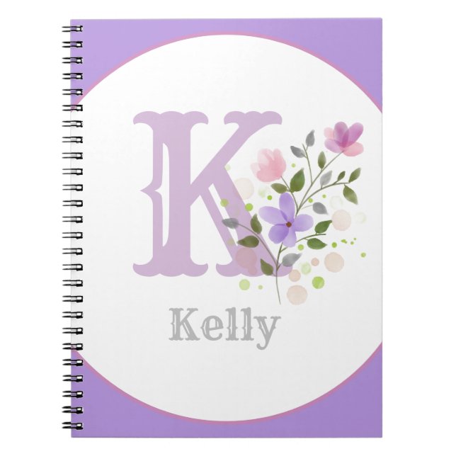 Monogramm und Name mit Blume Notizblock (Vorderseite)