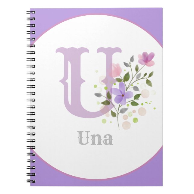 Monogramm und Name mit Blume Notizblock (Vorderseite)