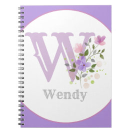 Monogramm und Name mit Blume Notizblock