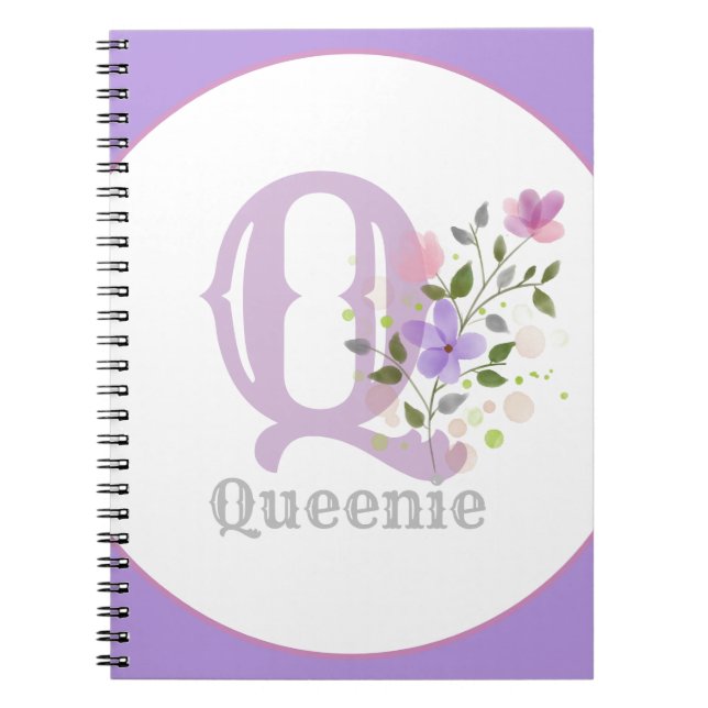 Monogramm und Name mit Blume Notizblock (Vorderseite)
