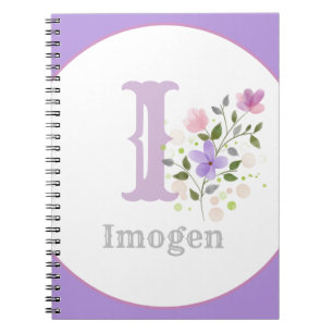 Monogramm und Name mit Blume Notizblock