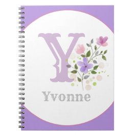 Monogramm und Name mit Blume Notizblock