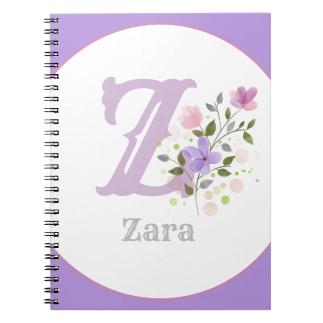 Monogramm und Name mit Blume Notizblock (Vorderseite)