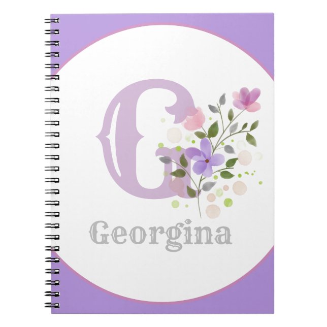 Monogramm und Name mit Blume Notizblock (Vorderseite)