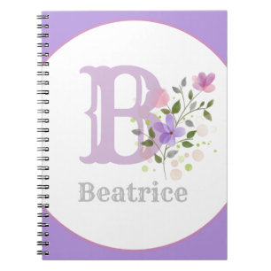 Monogramm und Name mit Blume Notizblock