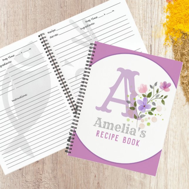 Monogramm und Name mit Blume Notizbuch (Floral Design Recipe Book)