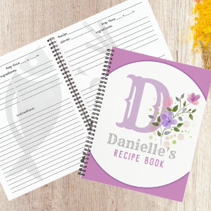 Monogramm und Name mit Blume Notizbuch