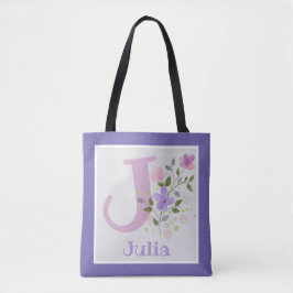Monogramm und Name mit Blume Tasche