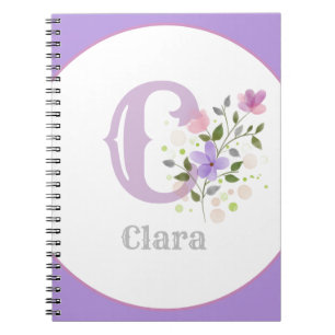Monogramm und Name mit Blumen Notizblock