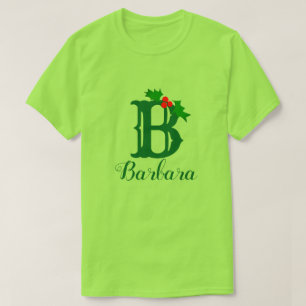 Monogramm und Name mit einem Holly Sprig Women T-Shirt