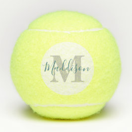 Monogramm und Name Navy Blue Yellow Tennisbälle