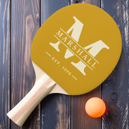 Monogramm und Name Overlay Golden Ochre Tischtennis Schläger