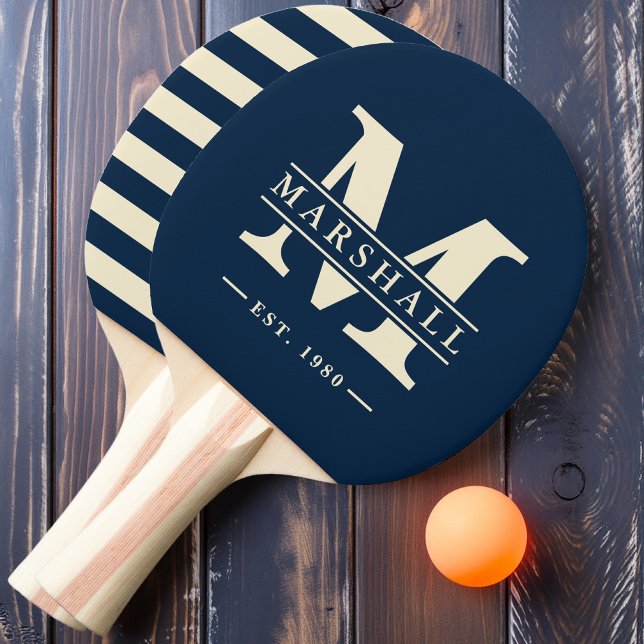 Monogramm und Name Overlay Polo Deep Sea Blue Tischtennis Schläger (Von Creator hochgeladen)