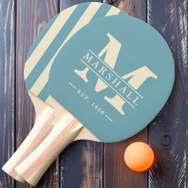 Monogramm und Name Overlay Streifen Warm Aqua Nach Tischtennis Schläger