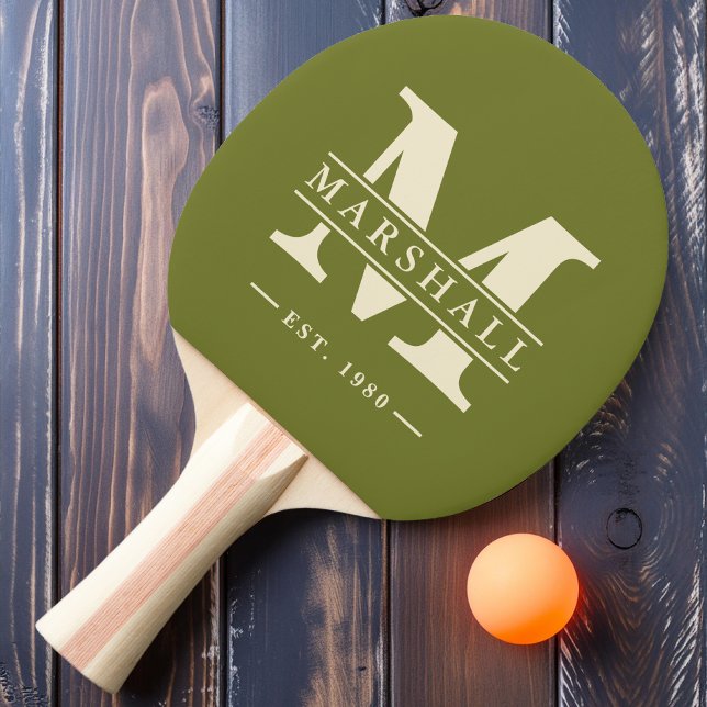 Monogramm und Name Overlay Süßes Olivenöl Tischtennis Schläger (Von Creator hochgeladen)