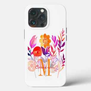 Monogramm und Name Personalisierte Blume Case-Mate iPhone Hülle