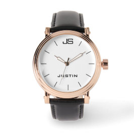 Monogramm und Name Rose Gold Männergelband Armbanduhr