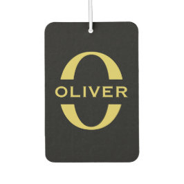 Monogramm und Name Schwarz und Gold Personalisiert Autolufterfrischer