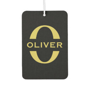 Monogramm und Name Schwarz und Gold Personalisiert Autolufterfrischer