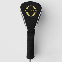 Monogramm und Name Schwarz und Gold Personalisiert Golf Headcover