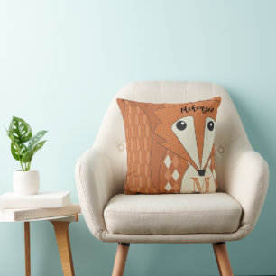 Monogramm und Name Stilisierter Fox Abstrakt geome Kissen