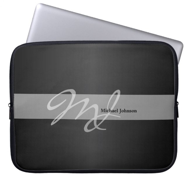 Monogramm-und Namen-Entwurf Laptopschutzhülle (Vorderseite)