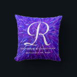 Monogramm und Namen Lila Abstrakte Blüten Kissen<br><div class="desc">Dieses mit Monogramm, 16" x 16" lila Sofenkissen ist mit unserem originalen, abstrakten Closeup-Foto einer Blume geschmückt. Monogramm und Namen sind weiß. Muster und Text wiederholen sich auf der Rückseite. Standardgewebe ist Baumwolle, aber auch in Polyester erhältlich. Einzigartige und schöne Wohngestaltung, elegant und elegant. Große Hochzeit oder Jubiläumsgeschenk. Alle Rechte...</div>