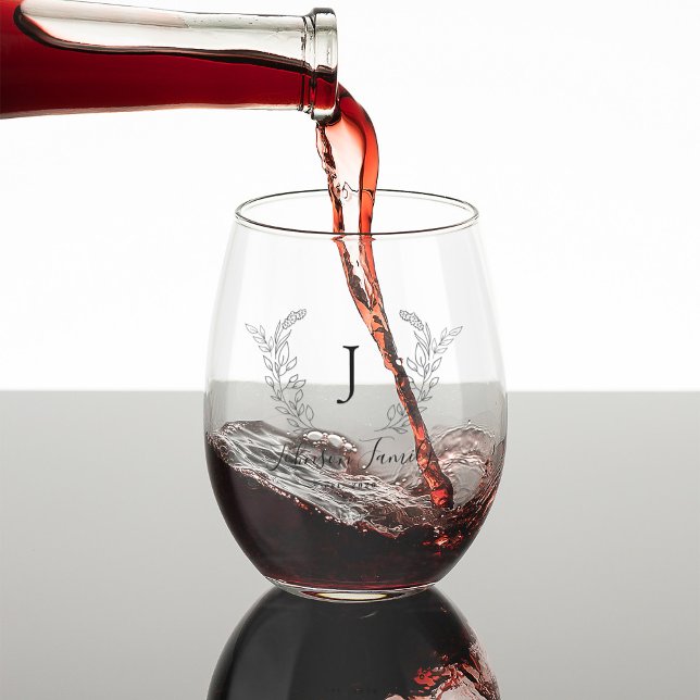 Monogramm und Namensskript personalisiert Weinglas Ohne Stiel (Von Creator hochgeladen)