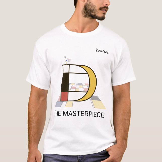 Monogramm und Niedlicher Vogel der Modernen Kunst  T-Shirt (Vorderseite)