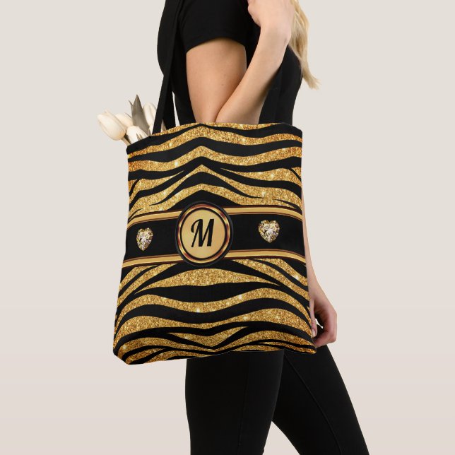 Monogramm und Personalisiert, Zebra Print-Tragetas Tasche (Von Nahem)