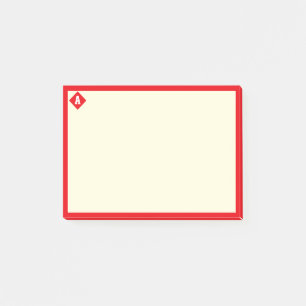 Monogramm und roter Rahmen auf Elfenbein Post-it Klebezettel