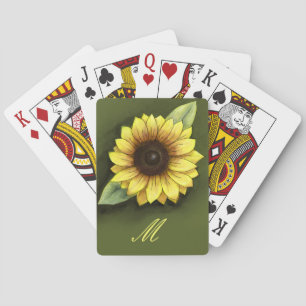 Monogramm und Sonnenblumen Spielkarten