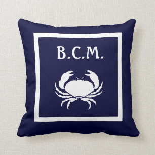 Monogramm und WEISSE KRABBEN & Anchor WEISSE auf B Kissen
