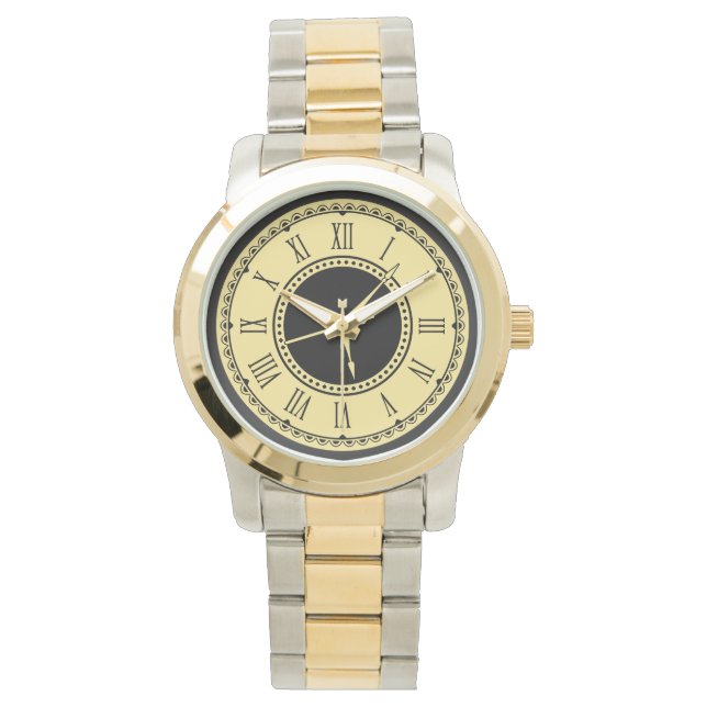 Monogramm Unisex Zwei Tone Oversifiziert Armbanduhr (Vorderseite)