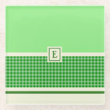 Monogramm-Untersetzer für grünen Karo