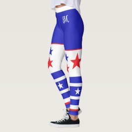 Monogramm-US Flagge Leggings