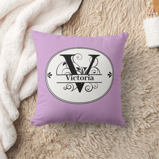 Monogramm V und Name Violet Kissen (Decke)