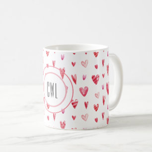 Monogramm, Valentinherz Muster 11oz Kaffeetasse