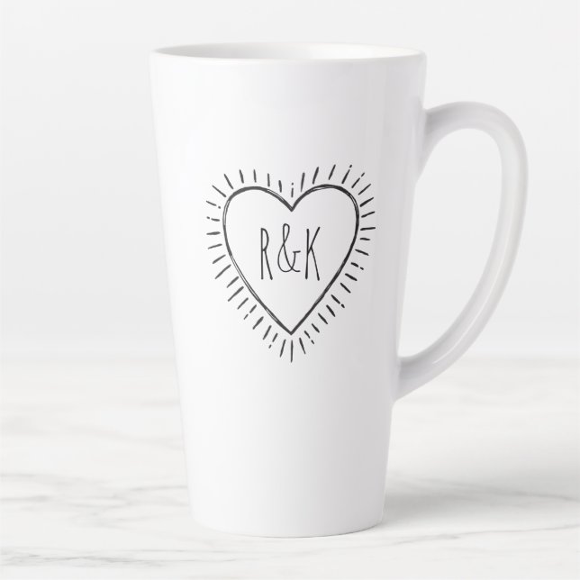 Monogramm Valentinstag Herz Milchtasse (Rechts)